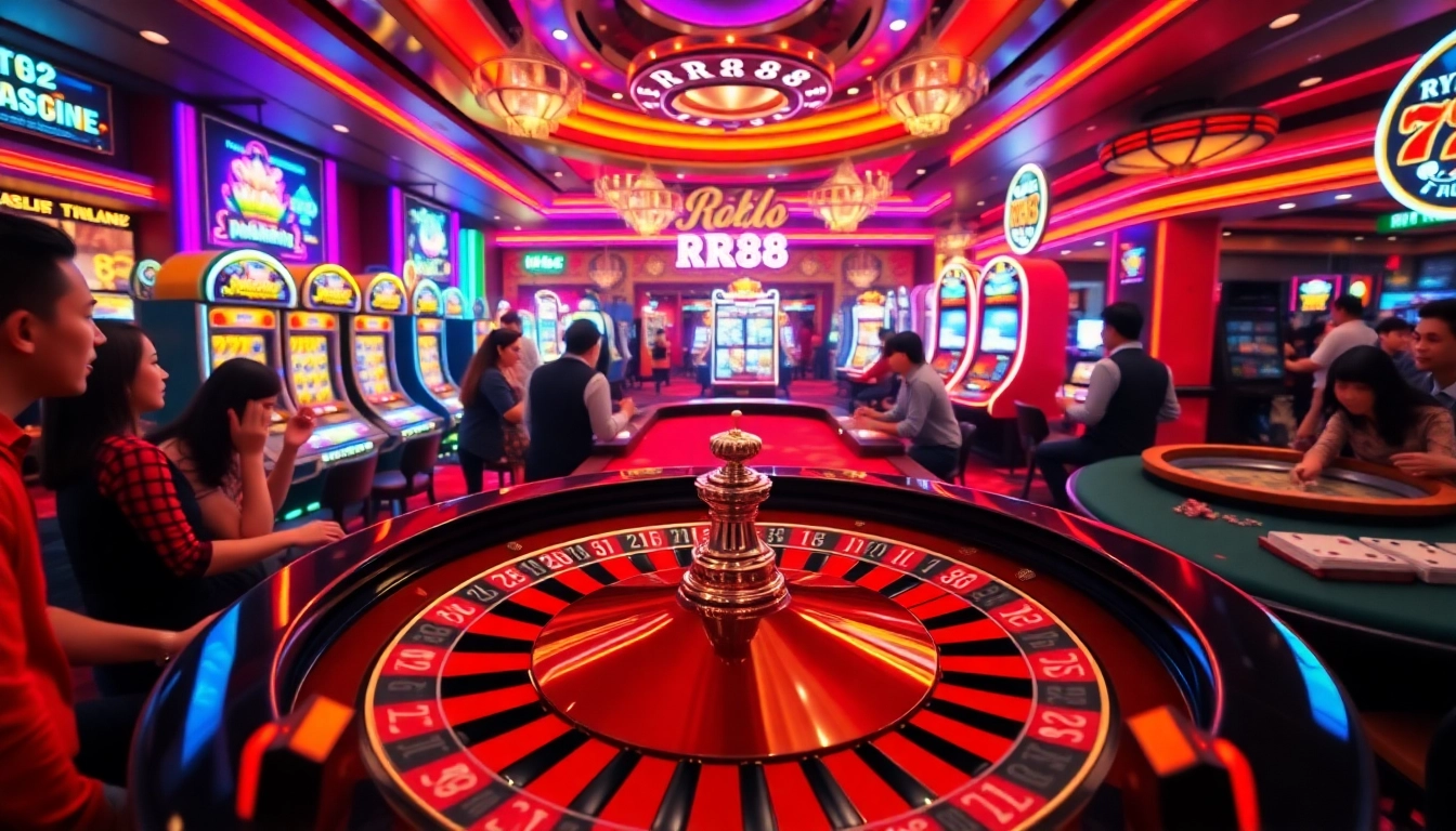 Experience the thrill of RR88 casino gaming with vibrant tables, cards, and exciting players.