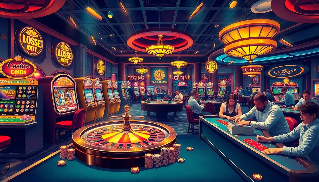 Immerse in the thrilling atmosphere of https://88aavega.com/ with players engaging at vibrant gaming tables and slot machines.
