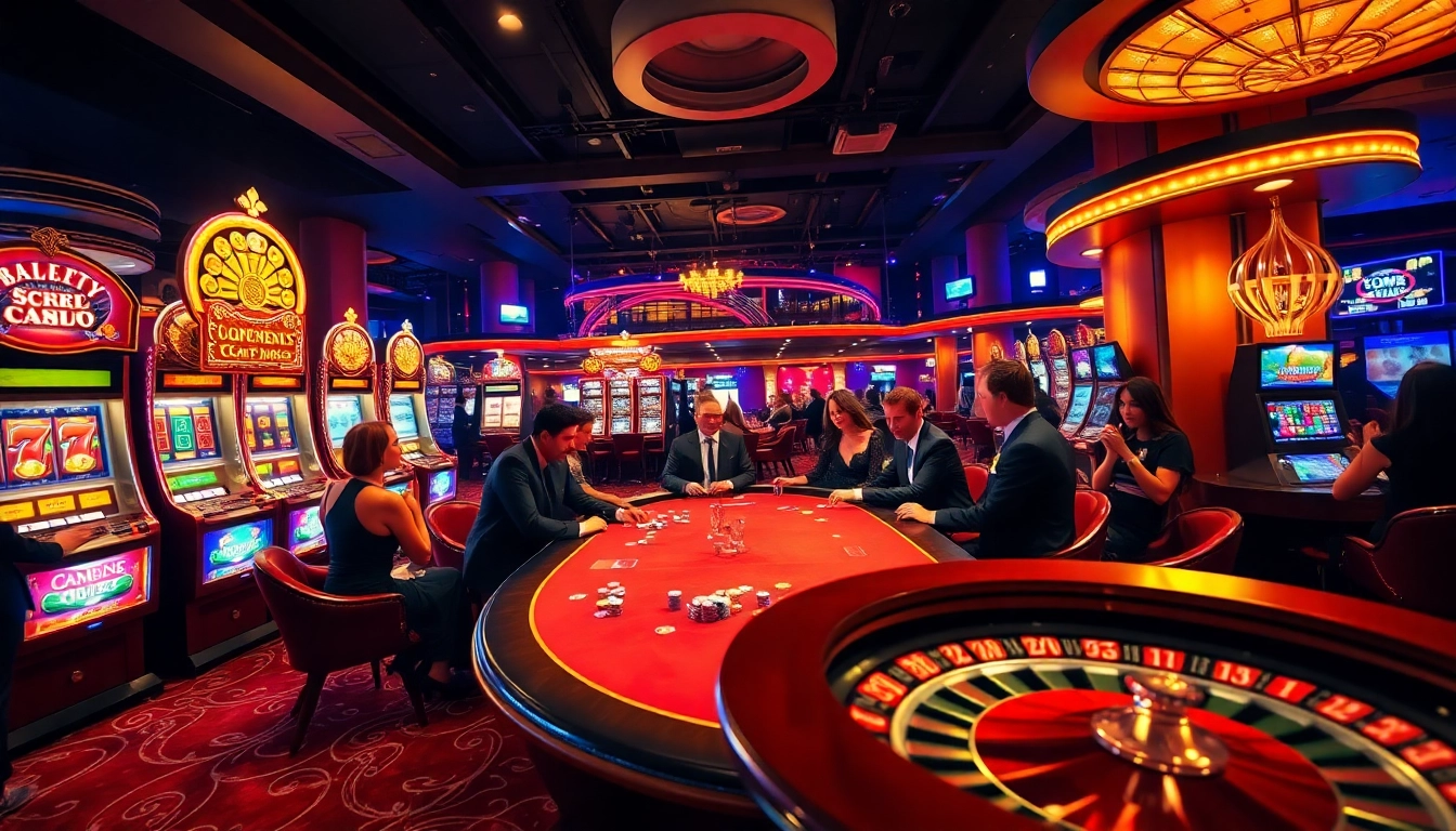 Experience the thrill of the 98wwin casino as players enjoy gaming excitement with poker chips and roulette.