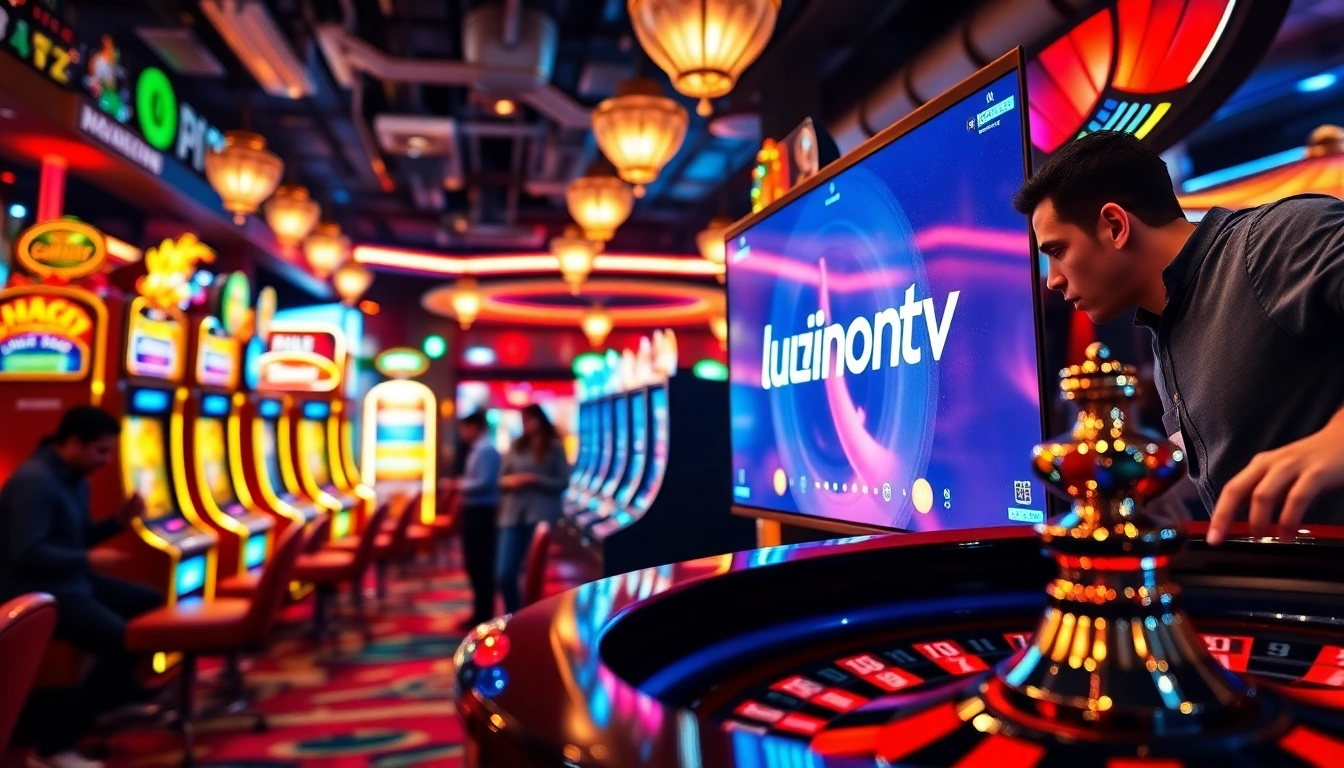 Experience the thrill of gambling at luongsontv's vibrant casino scene with players engaging at poker and roulette tables.