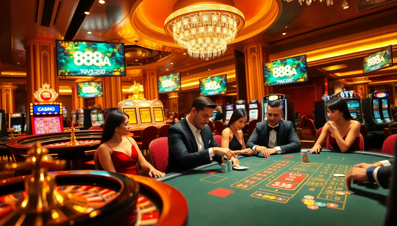 Experience the excitement of 88AA đăng nhập as players gather around luxurious casino tables, ready to win big.